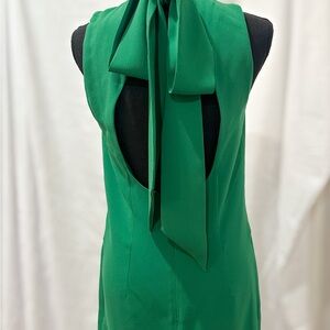 Backless Green BCBG Dress with Bow Accent